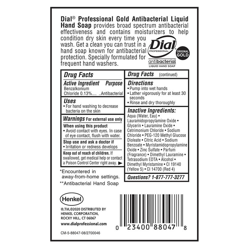 Dial 88047 Liquid Soap Refill Antibacterial 1 Gallon Original Gold - Image 2