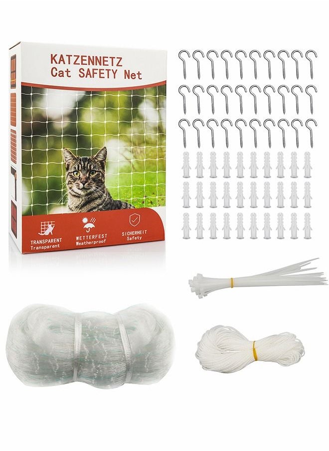 HomarKet - Transparent Cat Safety Net Cat Net for Balcony and Windows Durable Cat Protection mesh, Balcony Pet Safety Net Anti jumping Window Fence Net Nylon Garden net with Fixing Rope and Hooks 3x6m - Image 1