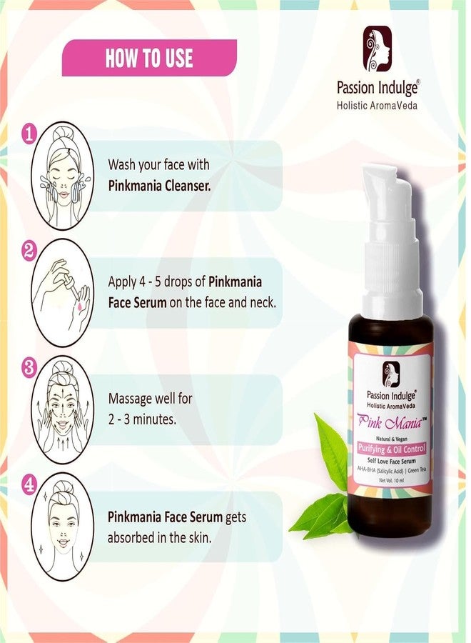 Passion Indulge Pinkmania AHA BHA Face Serum- Purifying & Oil Control Serum With Turmeric & Green Tea | Reduces blackheads & Improves Skin texture | All Skin Types -10ml - Image 3
