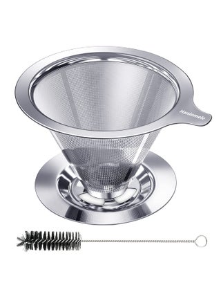 Hanlomele Pour Over Coffee Dripper Paperless Reusable Coffee Filter Pour Over Coffee Maker for Single Cup Brew Double Mesh Design of Stainless Steel Cone Filter for Perfect Extraction 12 Cup - pzsku/Z6AE9630D28F851047A7EZ/45/1749490802/49dd9c22-edef-4b5d-b782-20c999658313