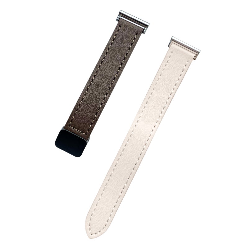 S-TOP For Garmin Approach S40 Slim Magnetic Buckle 20mm Microfiber Leather Watch Band(Apricot+Caramel Macchiato) - Image 2