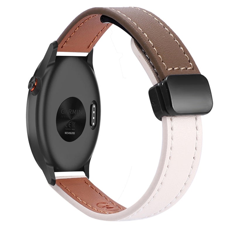 S-TOP For Garmin Approach S40 Slim Magnetic Buckle 20mm Microfiber Leather Watch Band(Apricot+Caramel Macchiato) - Image 1