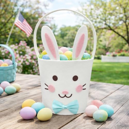 Zyvora Easter Basket for Kids, Large Cute Animal Gift Basket with Premium Packaging for Egg Hunt, Candy & Toy Gifts, Nursery Toy Storage, Photo Prop & Spring Decorations(White Bunny) - Image 5