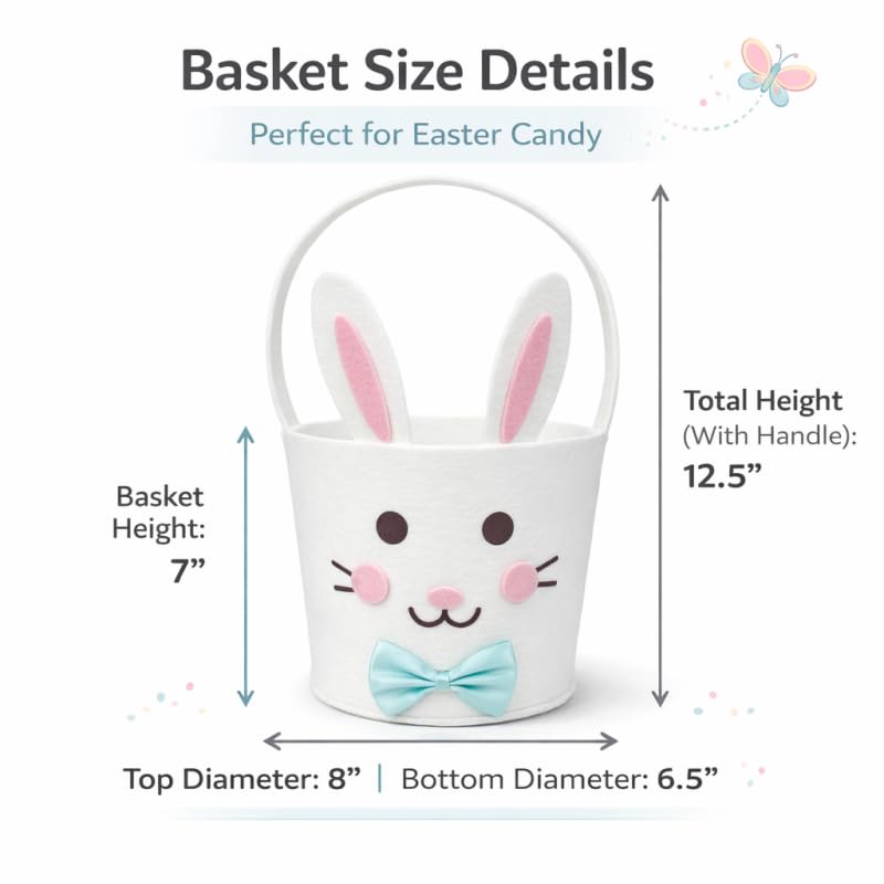 Zyvora Easter Basket for Kids, Large Cute Animal Gift Basket with Premium Packaging for Egg Hunt, Candy & Toy Gifts, Nursery Toy Storage, Photo Prop & Spring Decorations(White Bunny) - Image 2