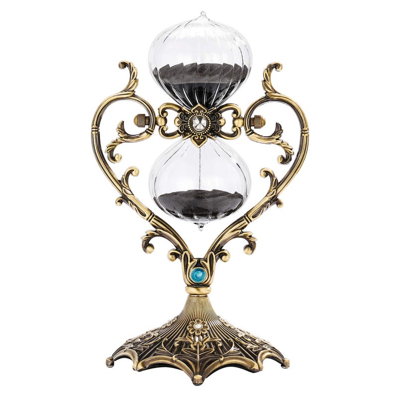 SuLiao SuLiao Hourglass 60 MinuteLove Engraving Rotating Brass Sand Timer ClockAntique Black Sand Watch 60 MinVintage Reloj De ArenaLarge Unity 1 Hour Glass Sandglass for Gifts Desk Decoration 
