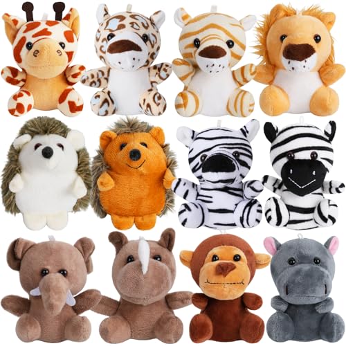 cideny 12 Pcs Small Stuffed Animal Bulk 45 Inch Fluffy Stuffies Animals Keychain Decoration Carnival Prizes Classroom Treasure Box Pinata Stuffers - Image 1