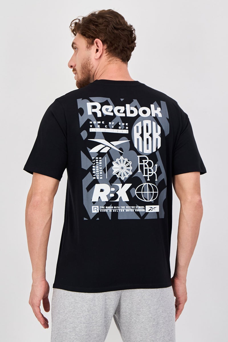 Reebok Men Sportswear Fit Short Sleeve Outdoor T-Shirt, Black - Image 3