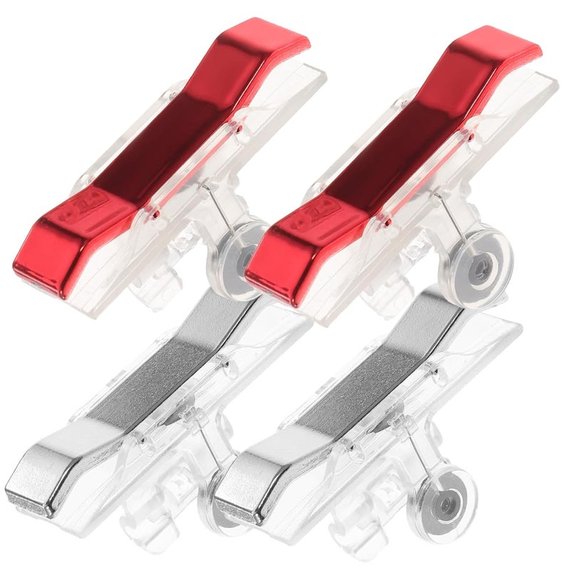 Mobile Game Controller 2 Pairs Transparent Design Metal Fire Trigger Buttons Enhanced Shooting Accuracy Compatible with iPhone Red and Silver Handles - Image 1