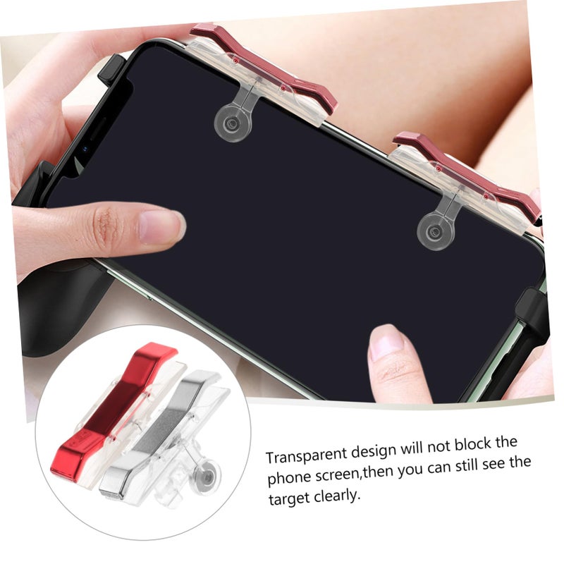 Mobile Game Controller 2 Pairs Transparent Design Metal Fire Trigger Buttons Enhanced Shooting Accuracy Compatible with iPhone Red and Silver Handles - Image 5
