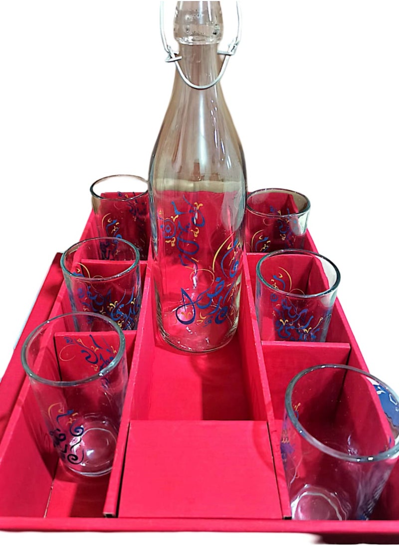 CITY GLASS Bottle set printed ( 1 Bottle 1L - Karorah - + 6 Cups 250 ML ) special Ramadan edition from CityGlass  - Image 4