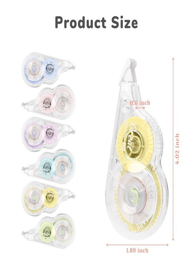 Temiary 6 Pcs Correction Tapes for Instant Corrections, Easy To Use White Smooth Pull Out Tape, Aesthetic Correction Tape for School Office (Macaron) - Image 2