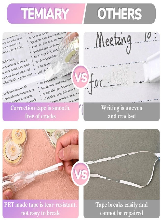 Temiary 6 Pcs Correction Tapes for Instant Corrections, Easy To Use White Smooth Pull Out Tape, Aesthetic Correction Tape for School Office (Macaron) - Image 4