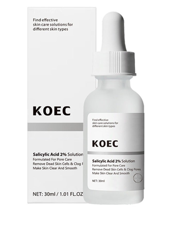محلول حمض الساليسيليك 2% مصمم للعناية بالمسام وإزالة خلايا الجلد الميتة وسد المسام وجعل البشرة صافية وناعمة 30 مل