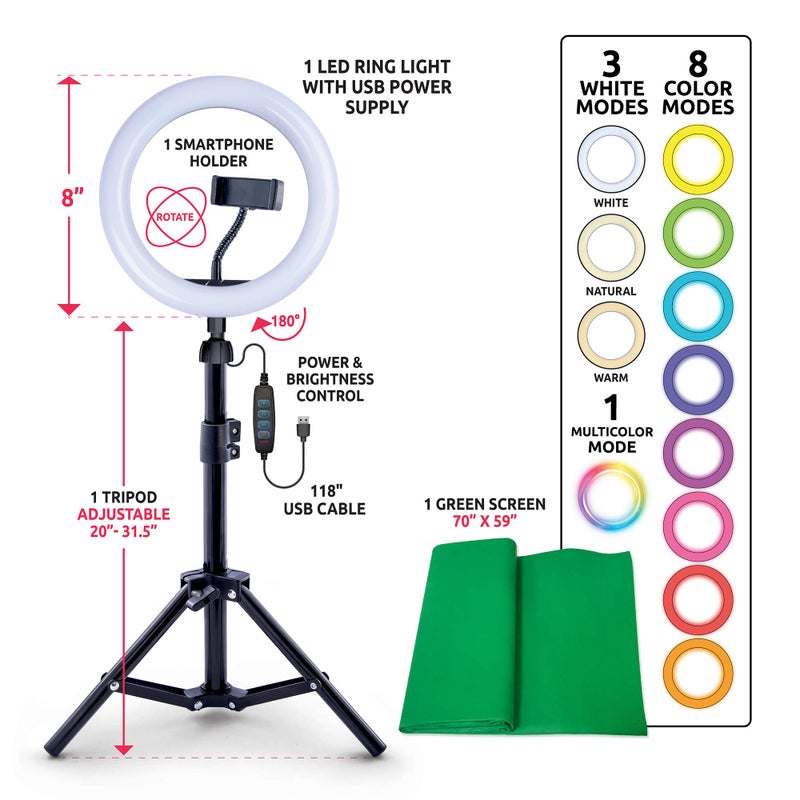 Canal Toys New So DIY TikTok Instagram YouTube Multicolored Ring Light with Green Screen and Phone Mount Tripod. Studio Creator 2 Influencer Video Creator Kit - Image 4
