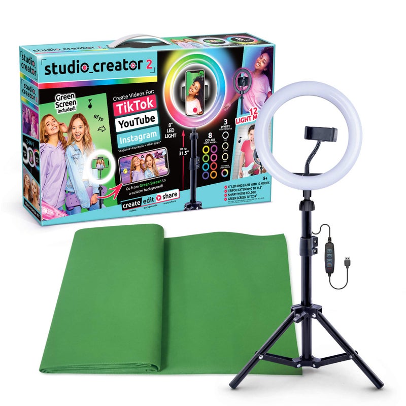 Canal Toys New So DIY TikTok Instagram YouTube Multicolored Ring Light with Green Screen and Phone Mount Tripod. Studio Creator 2 Influencer Video Creator Kit - Image 1