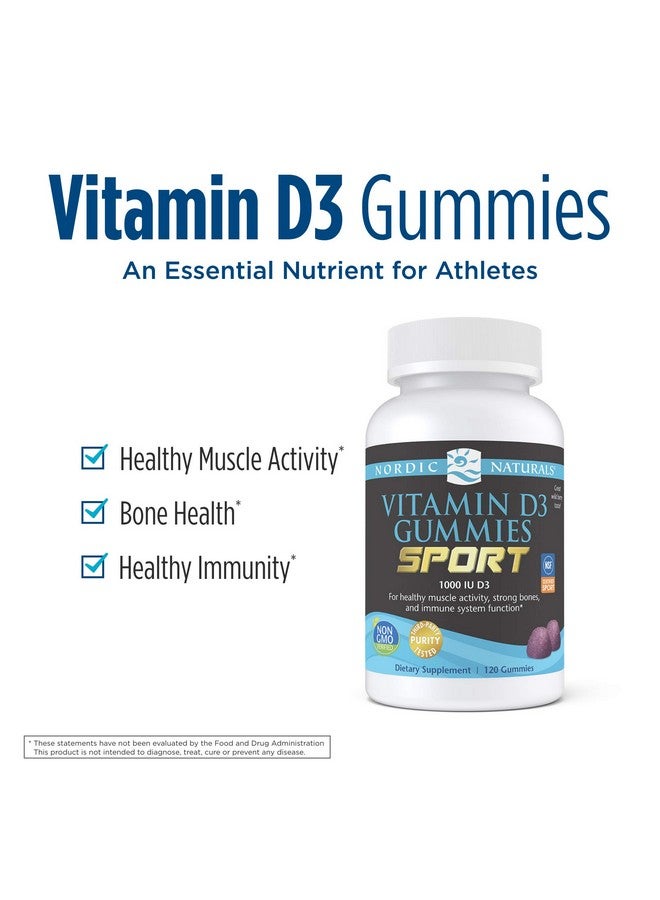NORDIC NATURALS Nordic Naturals Vitamin D3 Gummies Sport, Wild Berry - 120 Gummies - 1000 IU Vitamin D3 - NSF Certified - Healthy Bones, Mood & Immune System Function - Non-GMO - 120 Servings  - Image 3