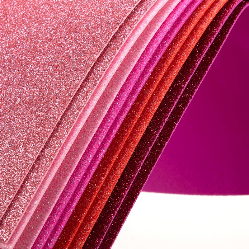 Nitelemn 10 Pack Pink Glitter Foam Sheets Craft 8 x 12 inch, 5 Colors Sparkles Foam Paper for Art Crafts Projects, Classrooms Scrapbook DIY Cutters Card Party Decoration - Image 1
