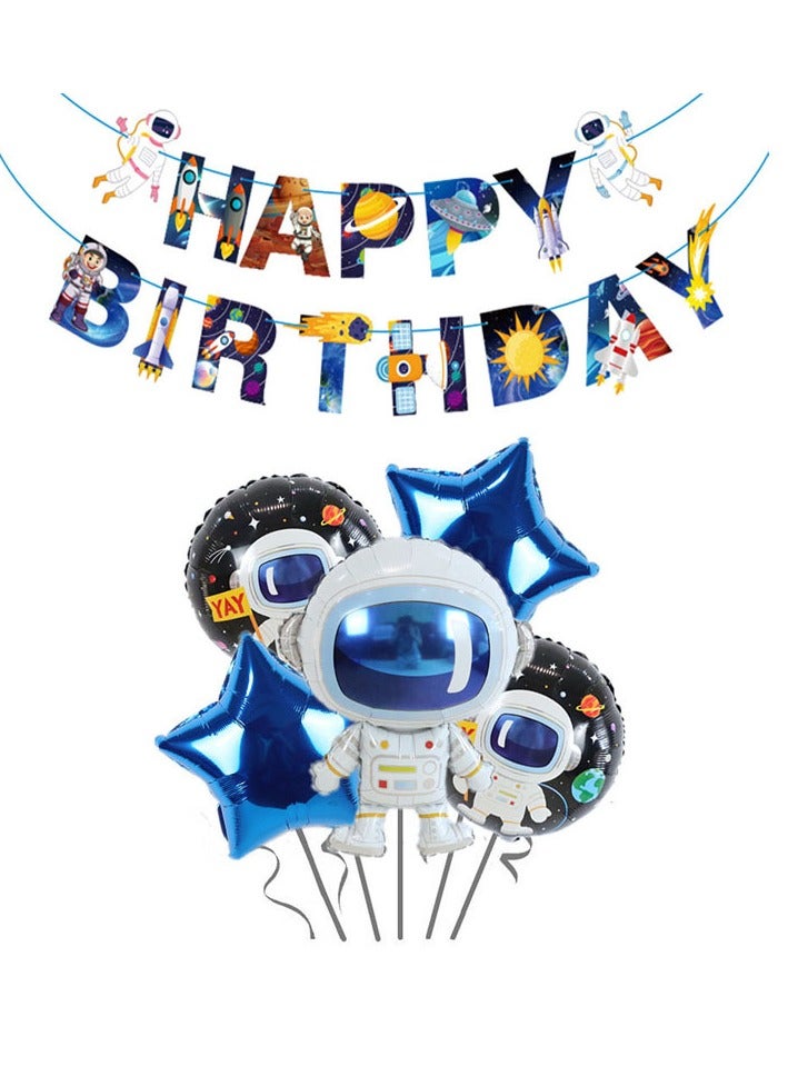 Astronaut Package Combo Kids Cartoon Birthday  Banquet Decoration Spaceship Aluminum Balloon Decoration
