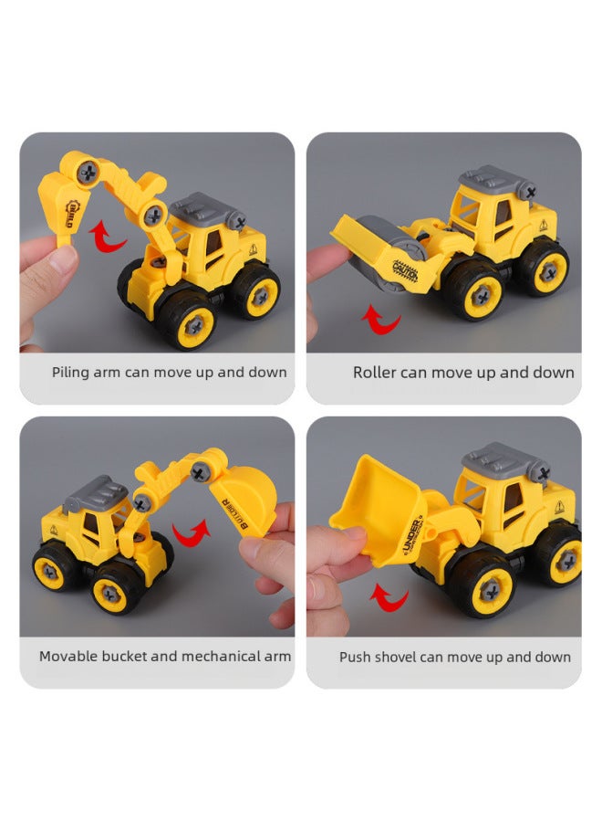 Dismantling And Assembling Engineering Vehicle Digger Children's Toy Puzzle Diy Detachable Assembly Nut Assembly Excavator Color Box - Image 4
