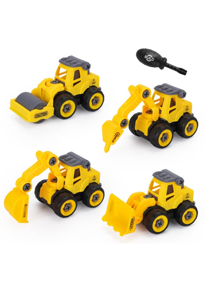 Dismantling And Assembling Engineering Vehicle Digger Children's Toy Puzzle Diy Detachable Assembly Nut Assembly Excavator Color Box - Image 5