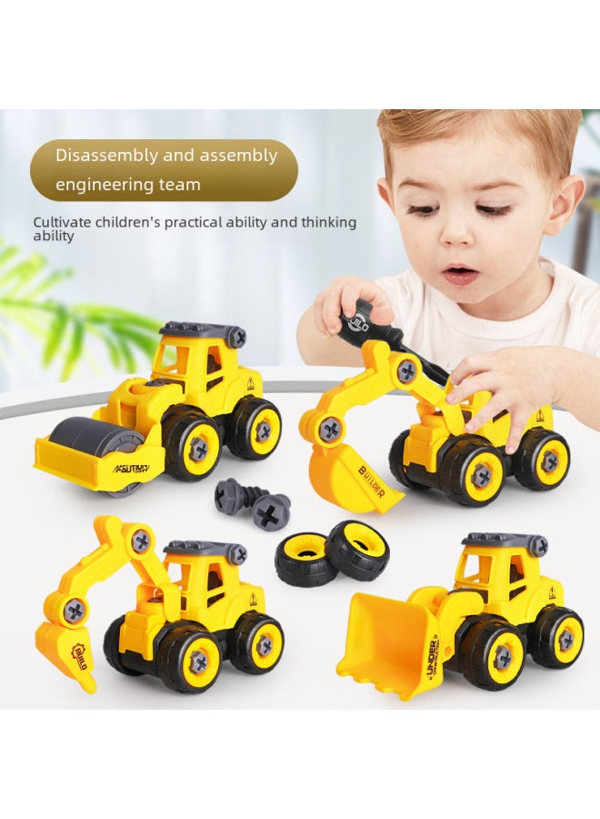 Dismantling And Assembling Engineering Vehicle Digger Children's Toy Puzzle Diy Detachable Assembly Nut Assembly Excavator Color Box - Image 2