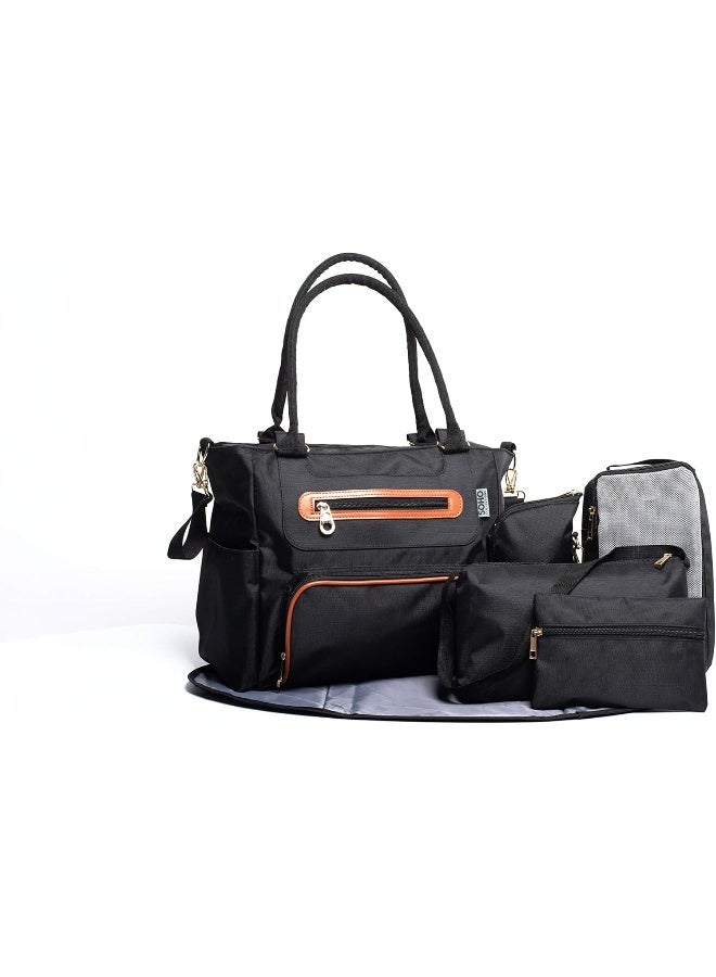 تصاميم سوهو SOHO DESIGNS Grand Central Station Diaper Bag 7Pc, Black - Image 1