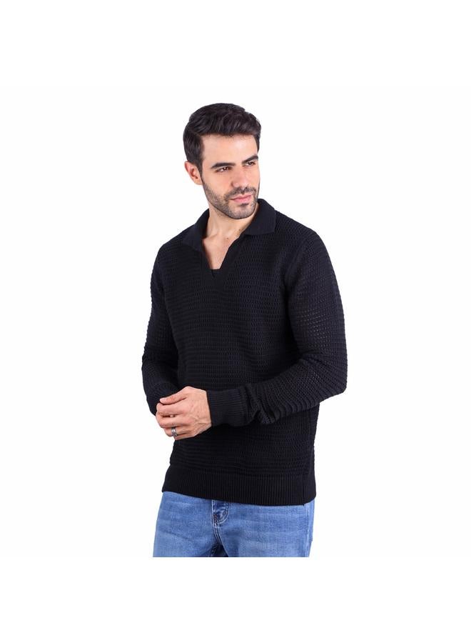 كوب كنزة رجالية عصرية مقاس  - أسود - Image 1