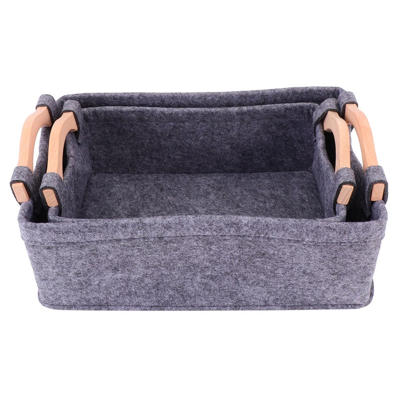 2pcs Home Felt Storage Basket Storage Pouch Sundries Books Storage Bag for Home Office Organize (Grey, 1pc Size S, 1pc Size ) - Image 4