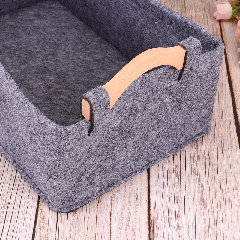 2pcs Home Felt Storage Basket Storage Pouch Sundries Books Storage Bag for Home Office Organize (Grey, 1pc Size S, 1pc Size ) - Image 5