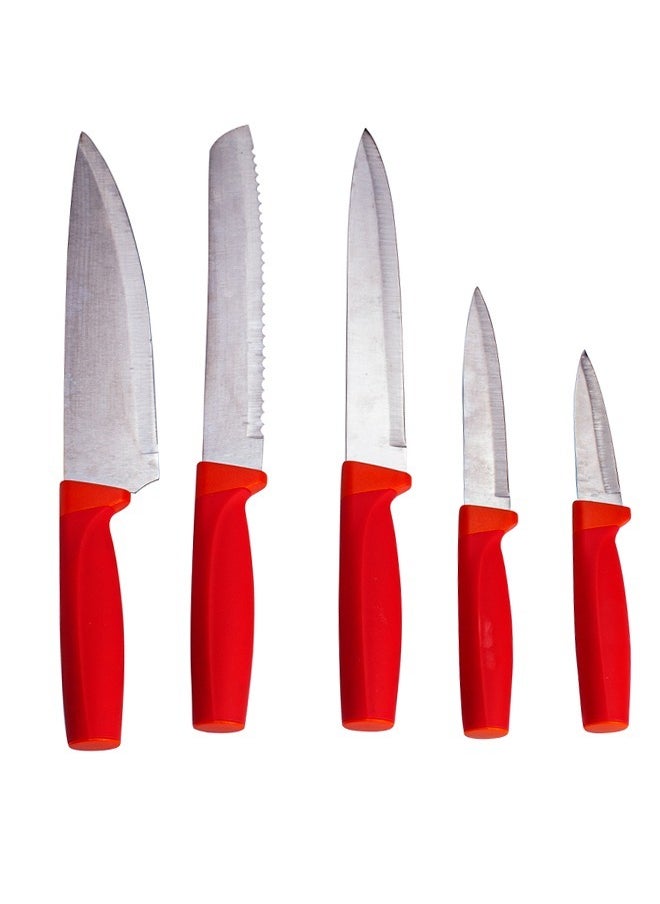 BASURRAH 6-piece knife stand set, red  - Image 1