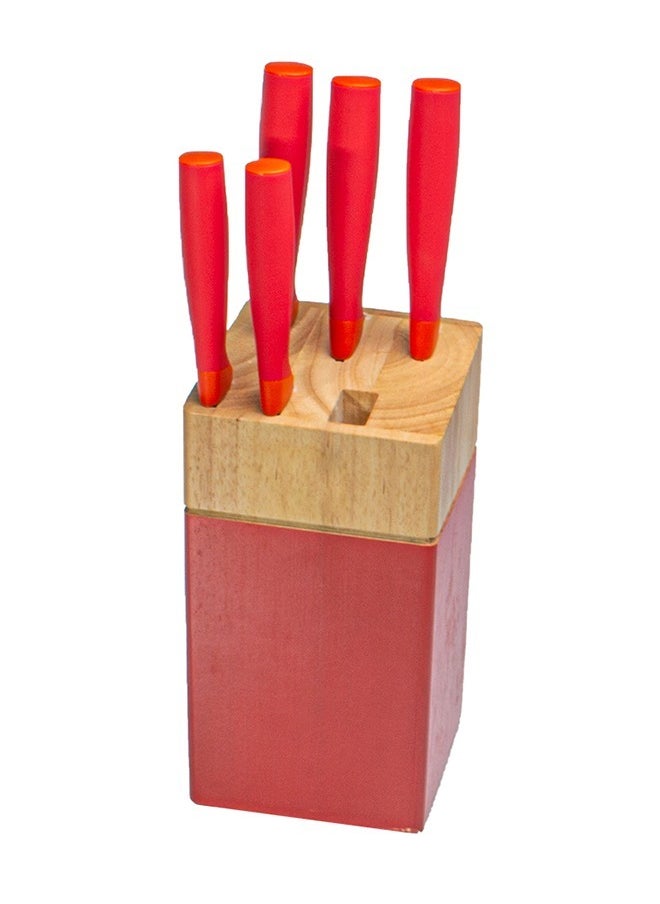 BASURRAH 6-piece knife stand set, red  - Image 2