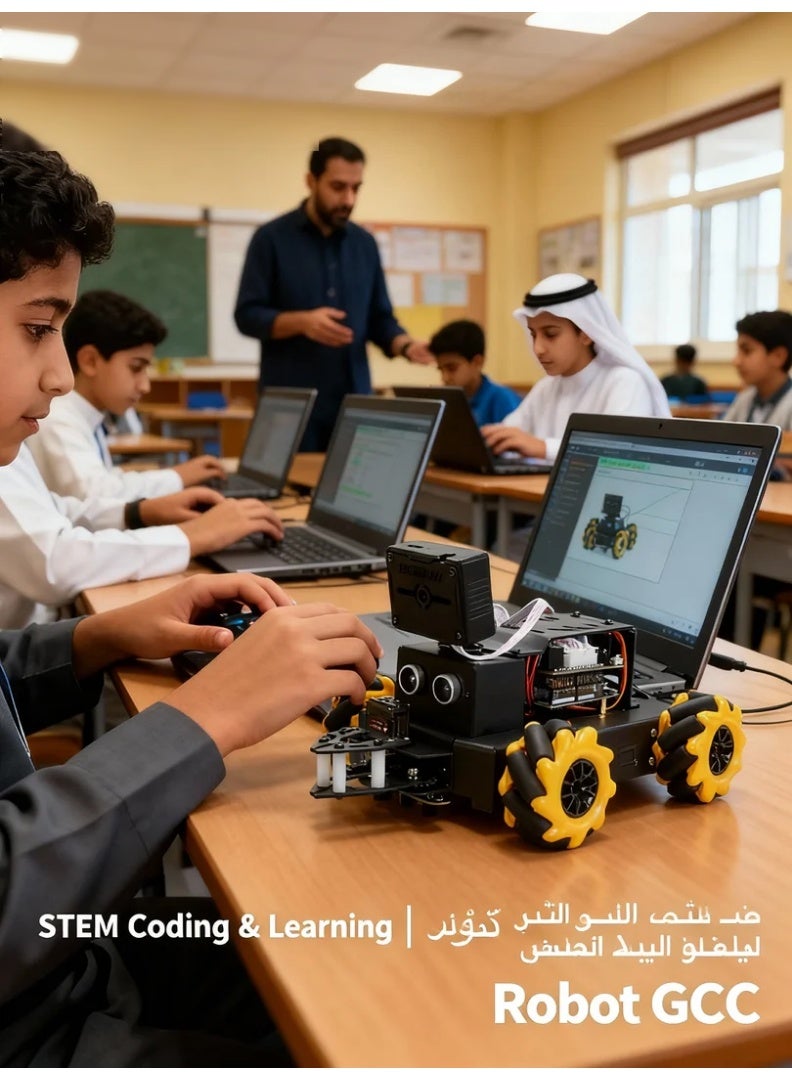 robotgcc Omni-Directional Mecanum Robot Car Kit with AI Vision – Arduino-Compatible Controller, Modular Sensors, Real-Time Camera Streaming, Obstacle Avoidance, Line Tracking, App Control, Expandable for Robotic Arm & STEM Projects - Image 4