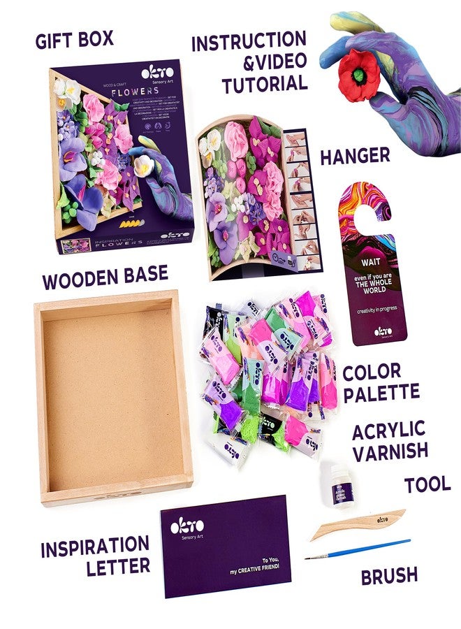 Okto Air Dry Clay | Art Kit Inspiration | Succulents Art Set 3D for Home Wall Decor | Craft Кits for Adults and Teen | Craft Box with Modeling Clay for Succulents Fun Stuff Hobby Кits Succulent DIY Кits - Image 3