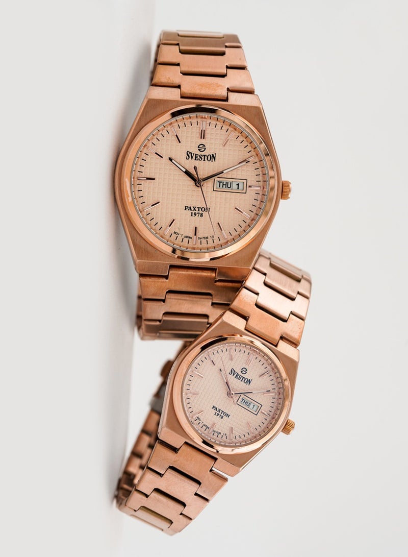 Sveston Paxton Analog Quartz Rose Gold Stainless Steel Couple Set Watch SV 7536  - Image 3