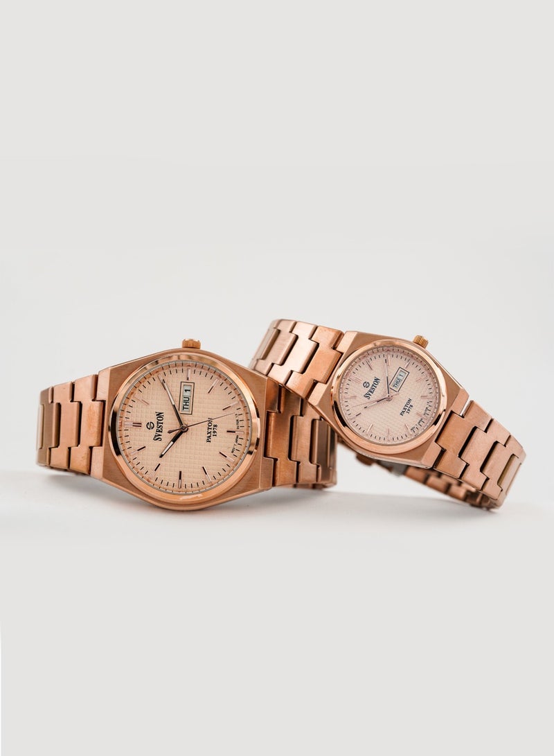 Sveston Paxton Analog Quartz Rose Gold Stainless Steel Couple Set Watch SV 7536  - Image 2
