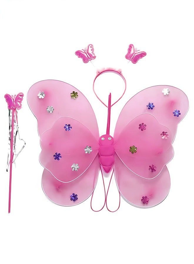 DURKU Pink LED erfly Wings Set for Little Girls - Includes Headband, Skirt, and Fairy Stick - Light Up Costume for Party Photos and Favors - Image 3