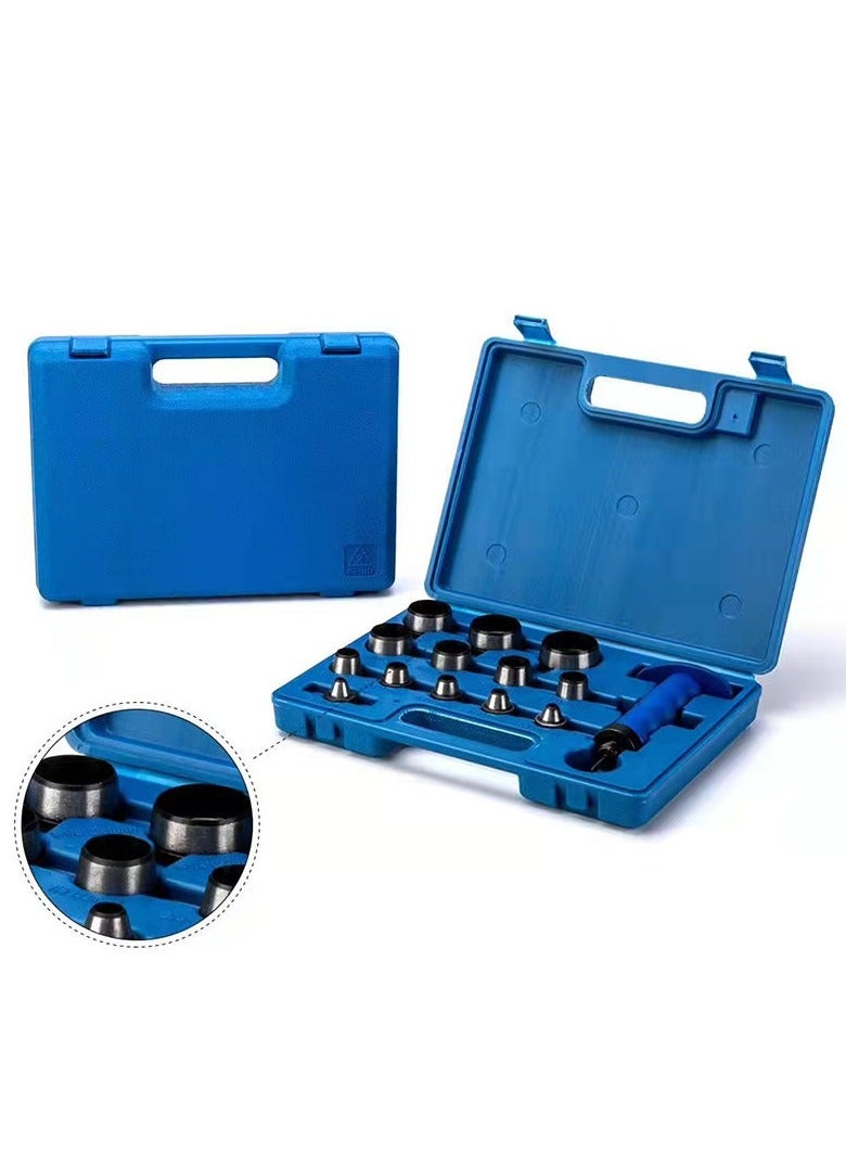Punch Down Tool Hollow Metal Punch Set 14pcs Gasket Cutter Kit Hand Held Power Punch for Leather Rubber Plastics Vinyl Sheet Metal and More Sharp and Sturdy Hollow Punches for 3/16 to 1-3/8 - Image 2