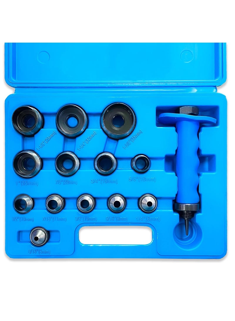 Punch Down Tool Hollow Metal Punch Set 14pcs Gasket Cutter Kit Hand Held Power Punch for Leather Rubber Plastics Vinyl Sheet Metal and More Sharp and Sturdy Hollow Punches for 3/16 to 1-3/8 - Image 1