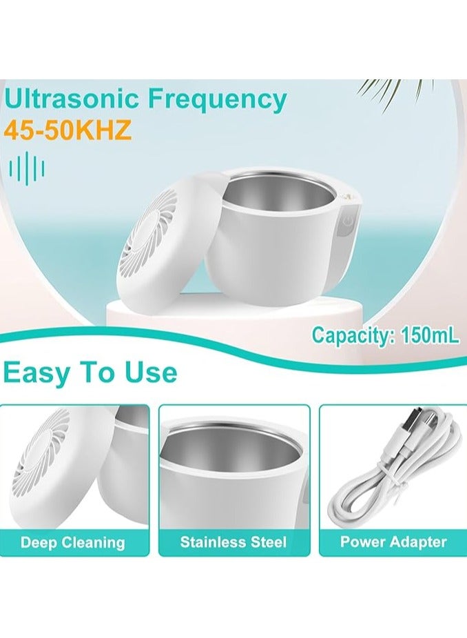 AROAQ Ultrasonic Retainer Cleaner Machine 45-50KHZ UV Ultrasonic Jewelry Cleaner with LED Light 150ml Ultrasonic Cleaning Machine with 2 Reserved Positions Ultrasonic Jewelry Cleaner for Mouth Guard - Image 2
