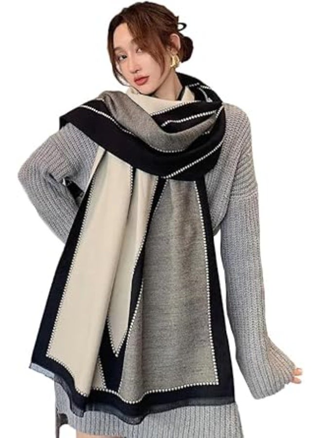 شالات كبيرة ناعمة وشهالات للنساء ، الكشمير يشعر بالأوشال النسائية ، اكسسوارات أنيقة ومريحة ، مقاومة التخزين أو التلاشي ، كبيرة واسعة الحجم ناعمة ، للارتداء على مدار السنة ، متعددة الألوان ، حجم واحد - Image 1