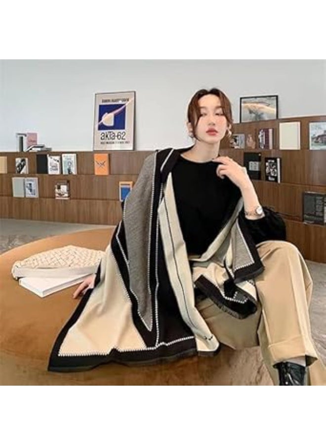 شالات كبيرة ناعمة وشهالات للنساء ، الكشمير يشعر بالأوشال النسائية ، اكسسوارات أنيقة ومريحة ، مقاومة التخزين أو التلاشي ، كبيرة واسعة الحجم ناعمة ، للارتداء على مدار السنة ، متعددة الألوان ، حجم واحد - Image 3