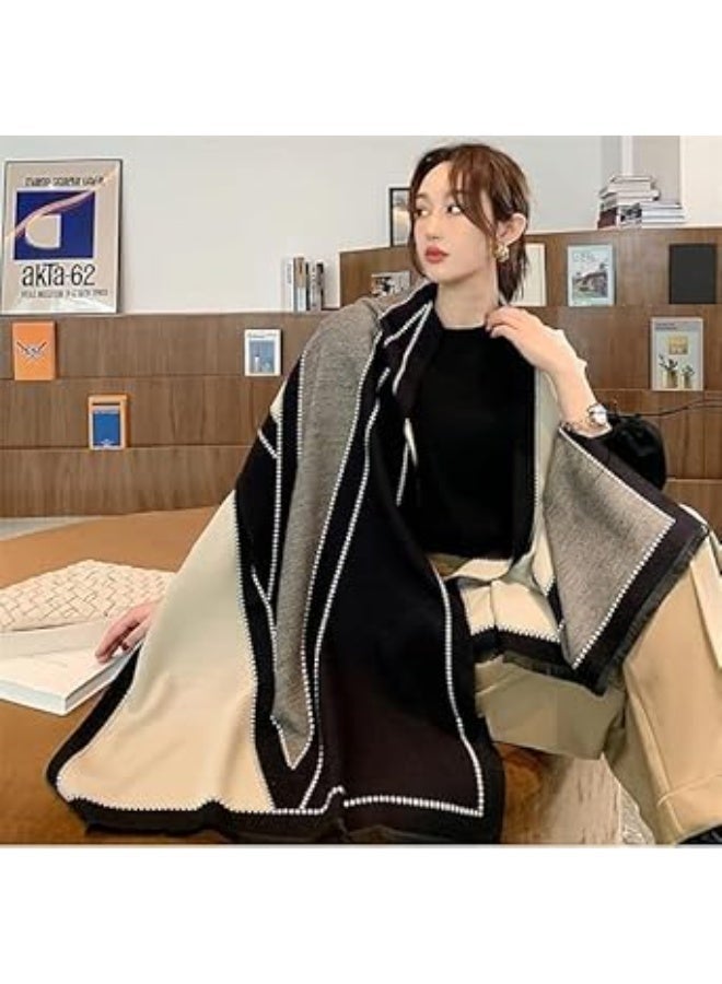 شالات كبيرة ناعمة وشهالات للنساء ، الكشمير يشعر بالأوشال النسائية ، اكسسوارات أنيقة ومريحة ، مقاومة التخزين أو التلاشي ، كبيرة واسعة الحجم ناعمة ، للارتداء على مدار السنة ، متعددة الألوان ، حجم واحد - Image 5