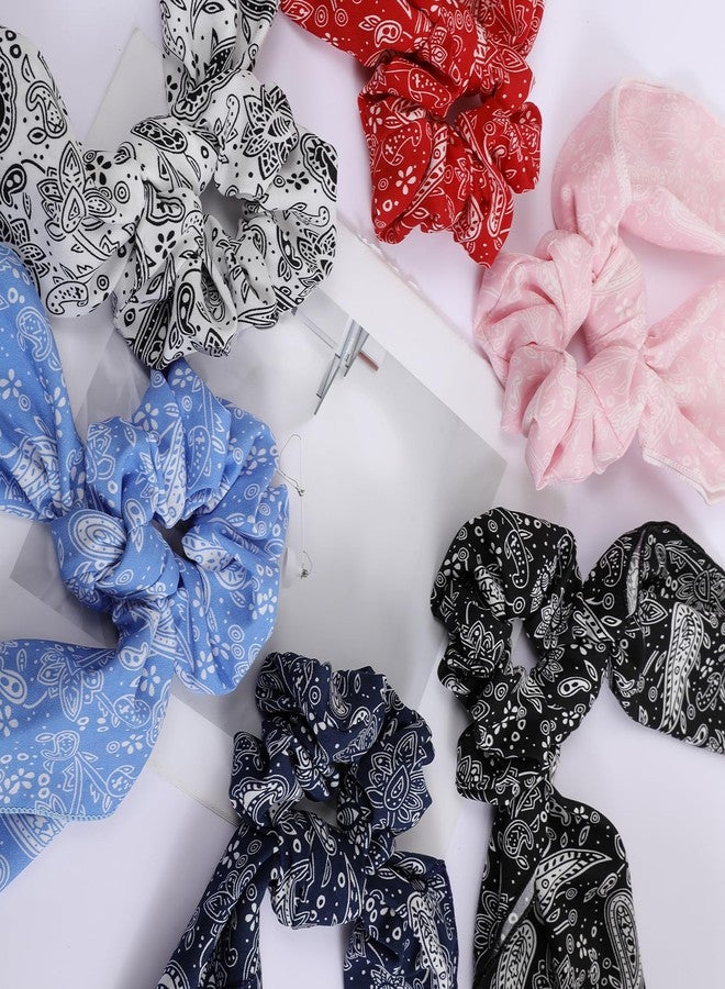 Cutewing Hair Scrunchie Scarf Bow Scrunchies Chiffon Bandana Scrunchies for Women Girls, 6PCS , 2 in 1 Design, No Hurt, Various Occasions - Image 4