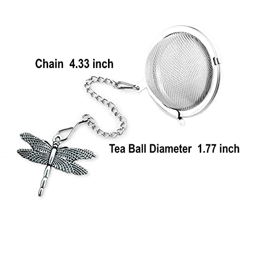NSTaygate 2pcs Tea Infuser,Loose Leaf Tea Steeper Tea Strainer with Charm Handmade Dragonfly Butterfly Pendant Tea Ball Tea Filter Tea Infusers for Loose Tea - Image 2