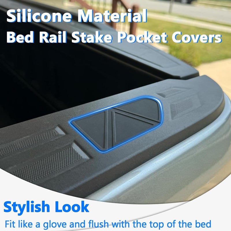 TOPINSTALL Silicone Stake Pocket Covers Compatible with 2023 2024 Chevy Colorado/GMC Canyon Accessories, Stylish Looks Rear Bed Rail Pocket Plugs Stake Hole Caps Won't Pop Out (2PCS) - Image 2