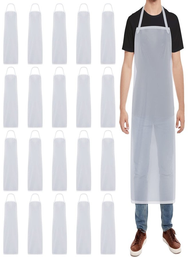 Hercicy 20 Pcs Plastic Aprons Vinyl Clear Waterproof Apron 47 Inches Unisex Transparent Heavy Duty for Kitchen Cooking Cleaning Dishwashing Butcher Work - Image 1