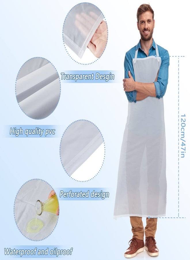 Hercicy 20 Pcs Plastic Aprons Vinyl Clear Waterproof Apron 47 Inches Unisex Transparent Heavy Duty for Kitchen Cooking Cleaning Dishwashing Butcher Work - Image 2