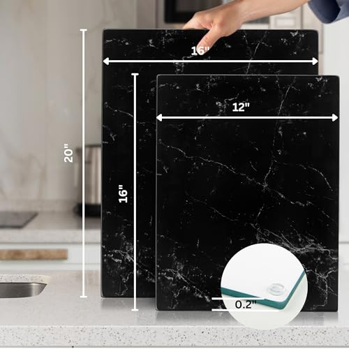 Kitchenville Glass Cutting Board 20”x16”: Tempered Glass Kitchen Counter Protector - Durable- Scratch-Resistant, Heat-Proof - Design 5 - Floral Design - Image 3