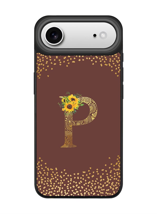 Stylizedd iPhone Air Case, [Compatible with MagSafe] Slim Magnetic cover Phone Case iPhone Air -Custom Floral Monogram - P  (Brown ) - Image 1