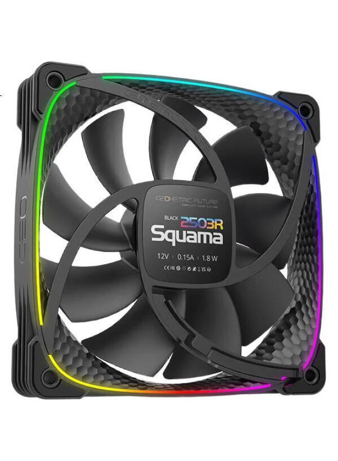 Geometricfuture (Geometricfuture) Pc Case Cooling Fan Dragon Scale 2503R Reverse Blade Fan Black Argb Mystic Light Sync/Pwm Control Single Pack - Image 2